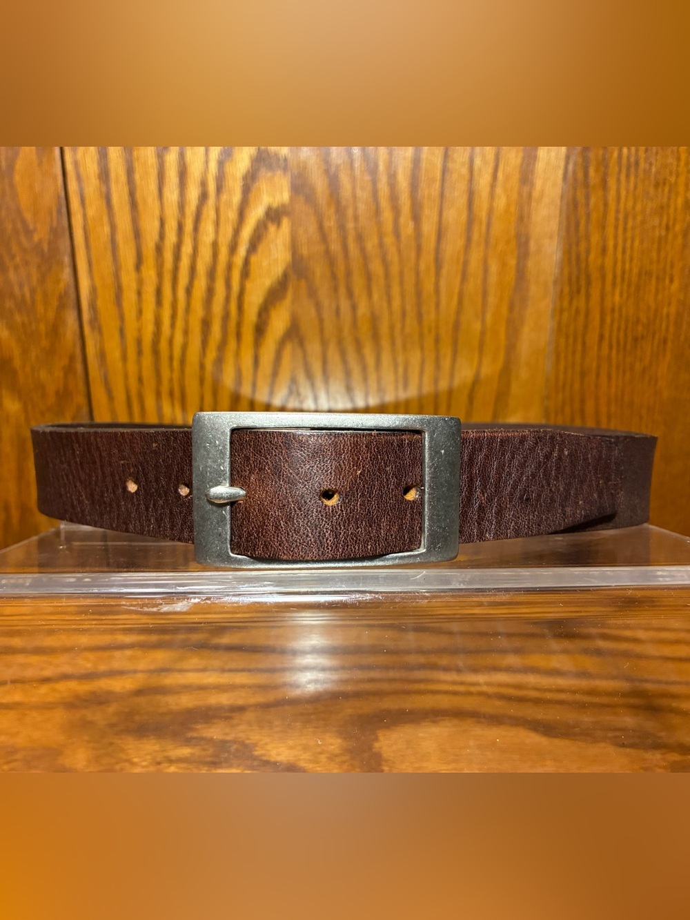 Y2K VTG Dockers USA Made Italian Full Grain Cowhide Leather Belt Brown Small